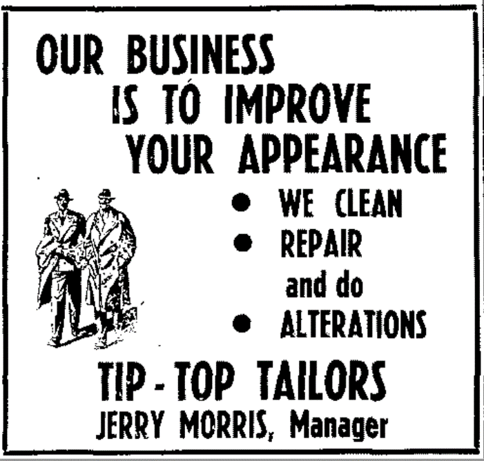 Scanned ad for Tip Top Tailors